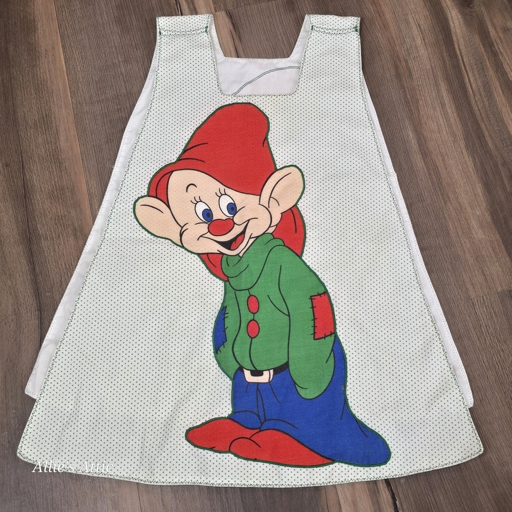 Vintage Snow White Dopey Kids Apron Dwarf Dwarves Art Smock Handmade Girls Boys